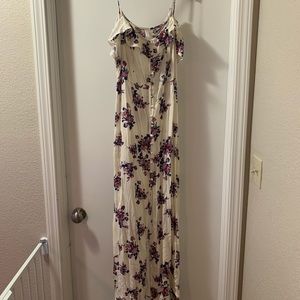 Floral Long Button Up Front Dress